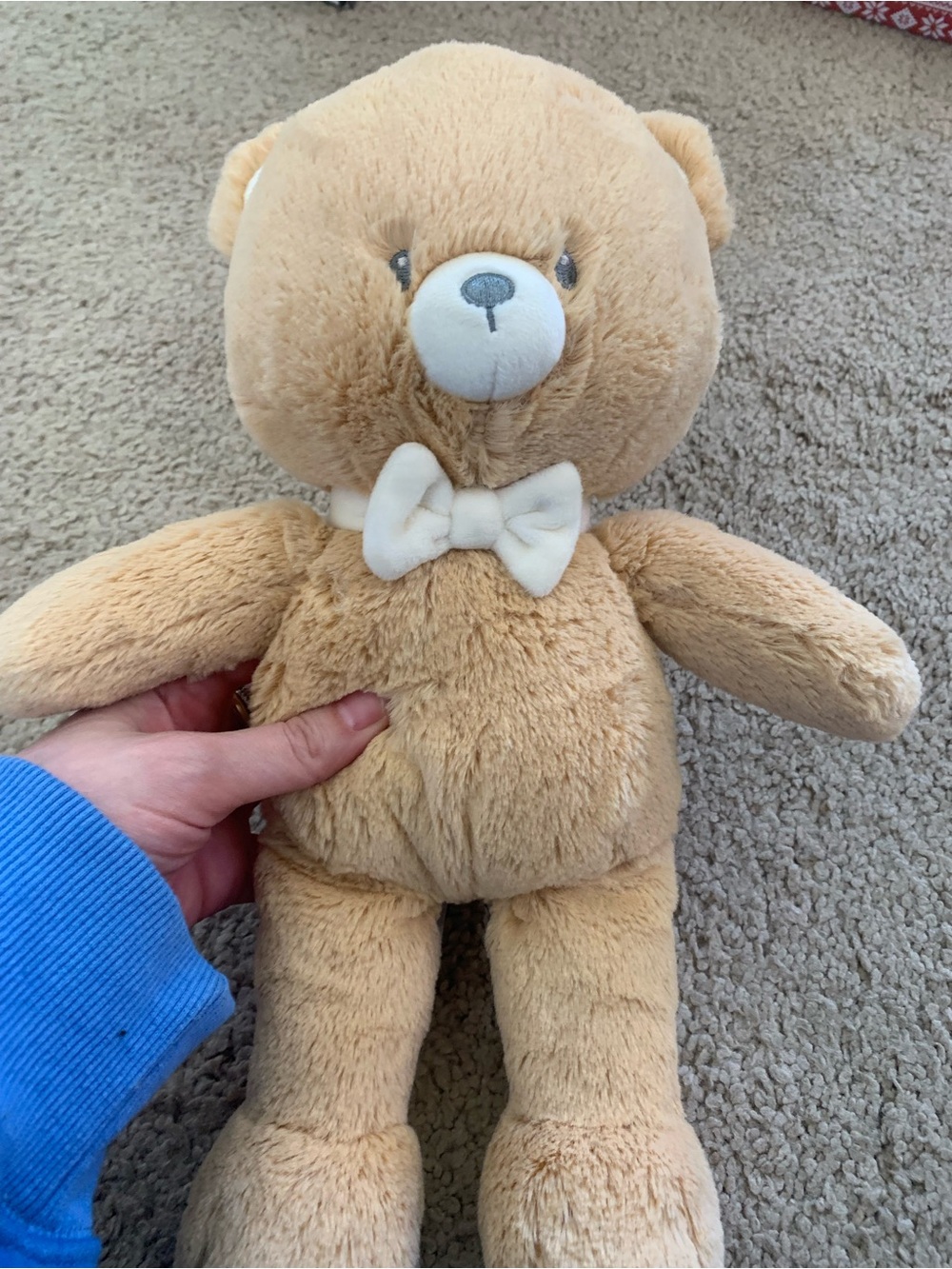 Baby Gund Cream-Beige Plush Bow Tie Teddy Bear